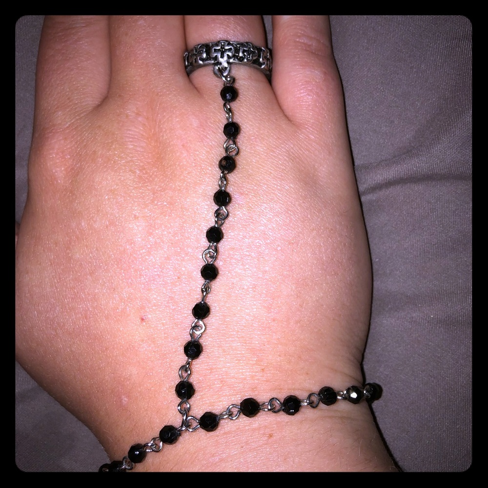 Cross ring/ hand chain bracelet